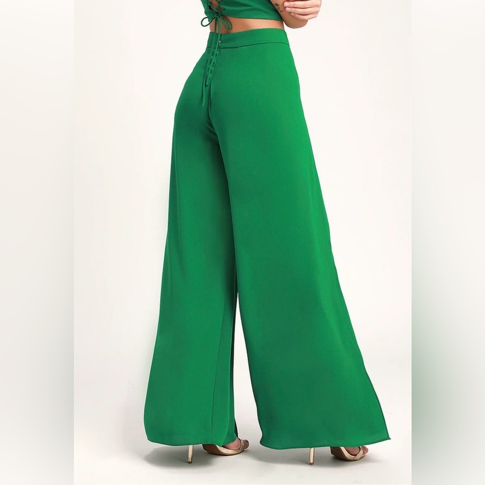 Lulu's Emerald Green High-Waist Pants - Picture 2 of 4